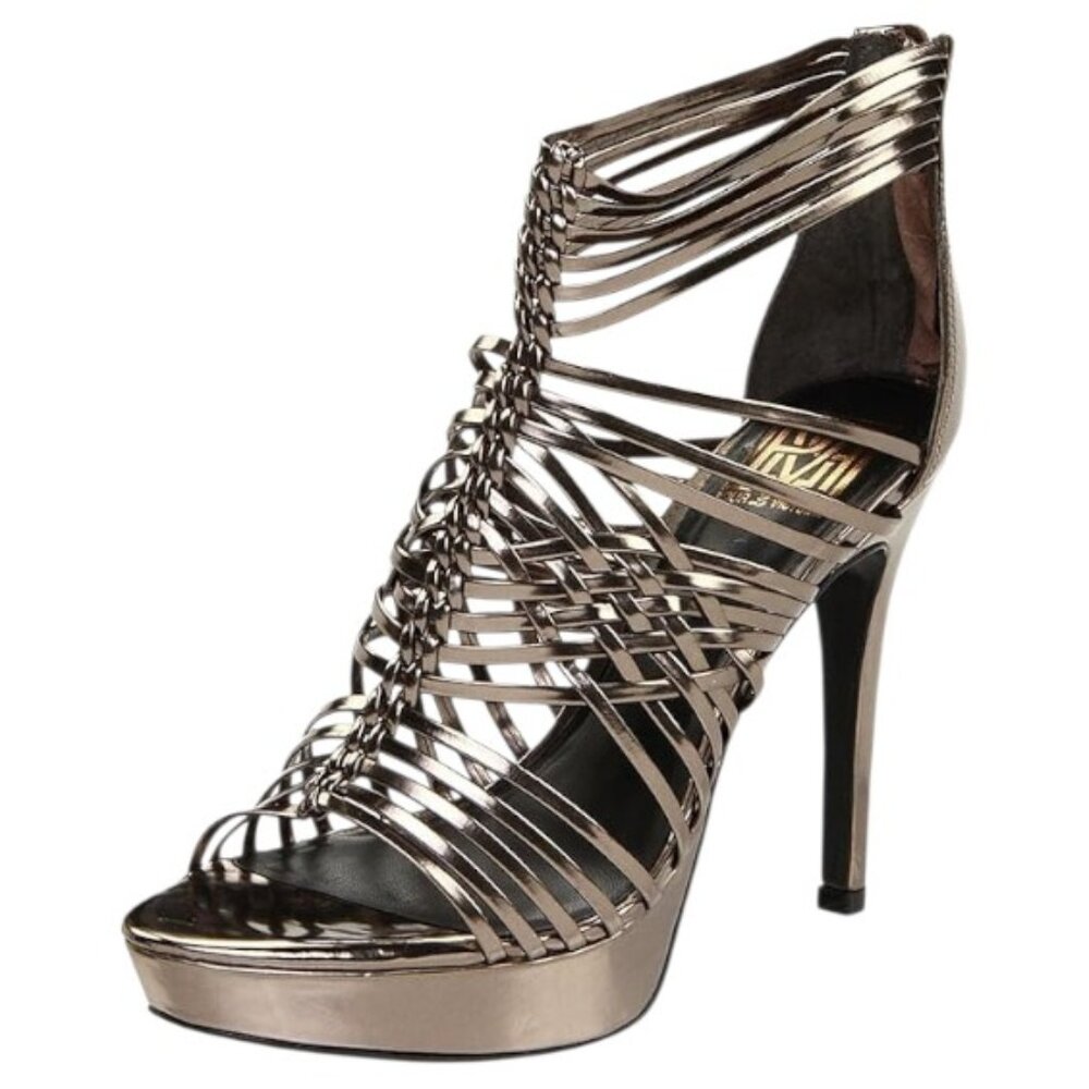 Pour La Victoire Women's Aurora Stiletto Heels Sandal Pewter 8 M NIB 🎀